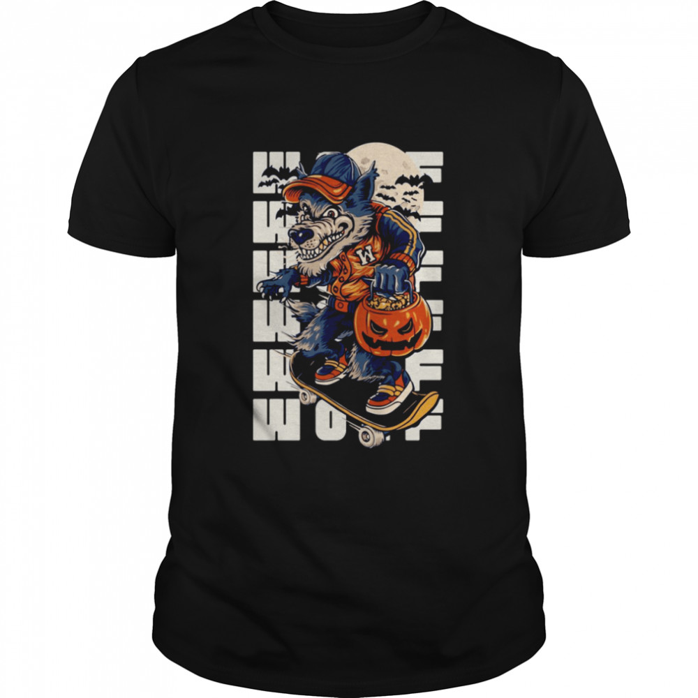 Black Beige Navy Illustrated Werewolf shirt