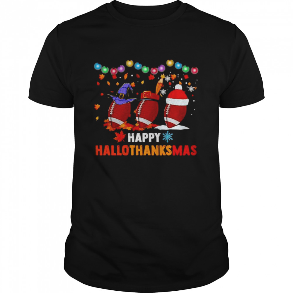 Football Happy Hallothanksmas Maple Snowflake shirt