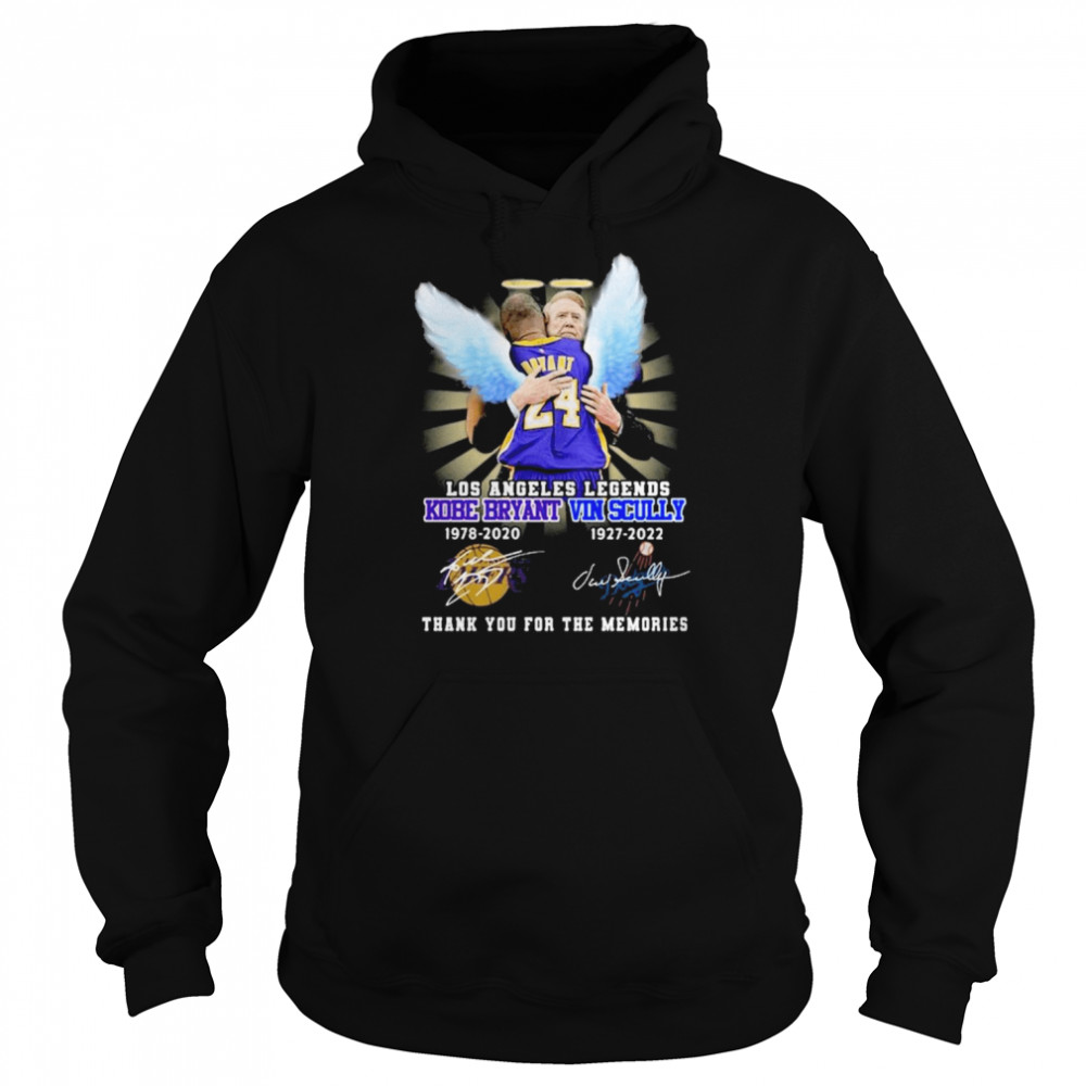 Los Angeles Legends Kobe Bryant VIn Scully thank you for the memories signatures shirt Unisex Hoodie