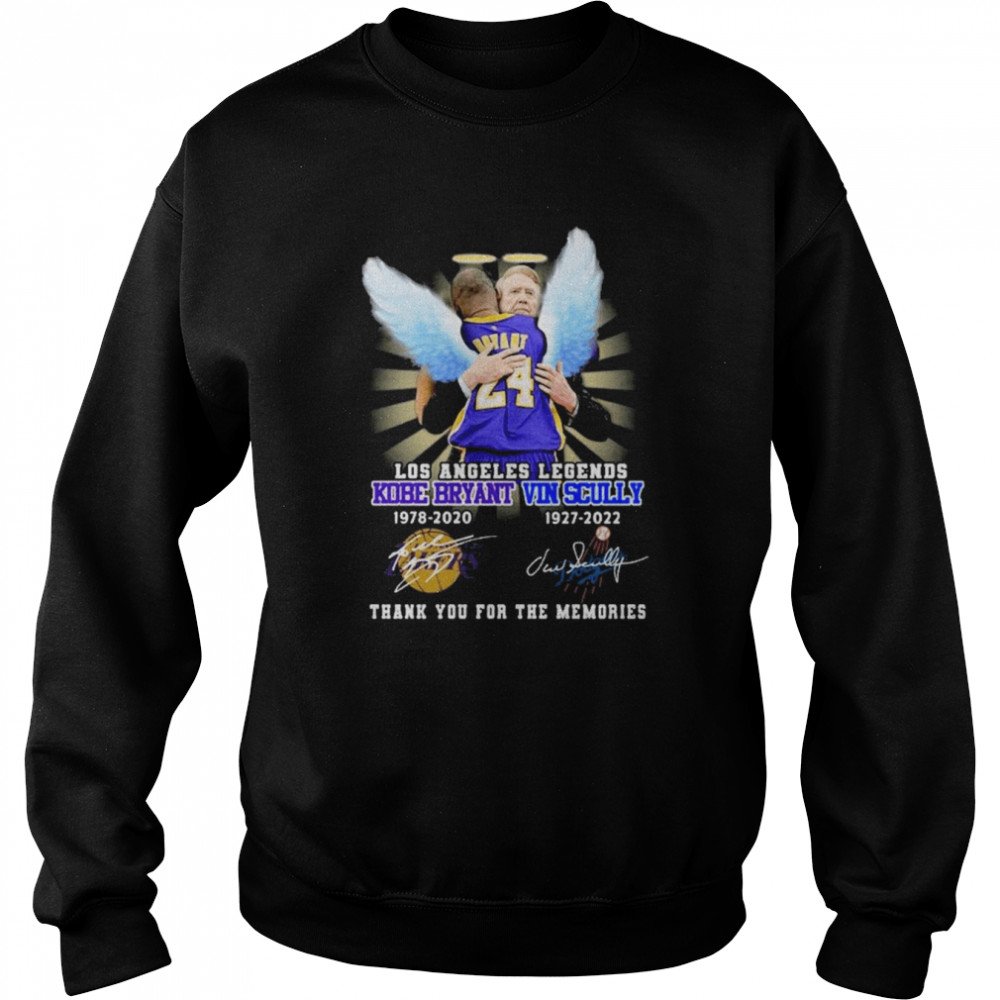 Los Angeles Legends Kobe Bryant VIn Scully thank you for the memories signatures shirt Unisex Sweatshirt