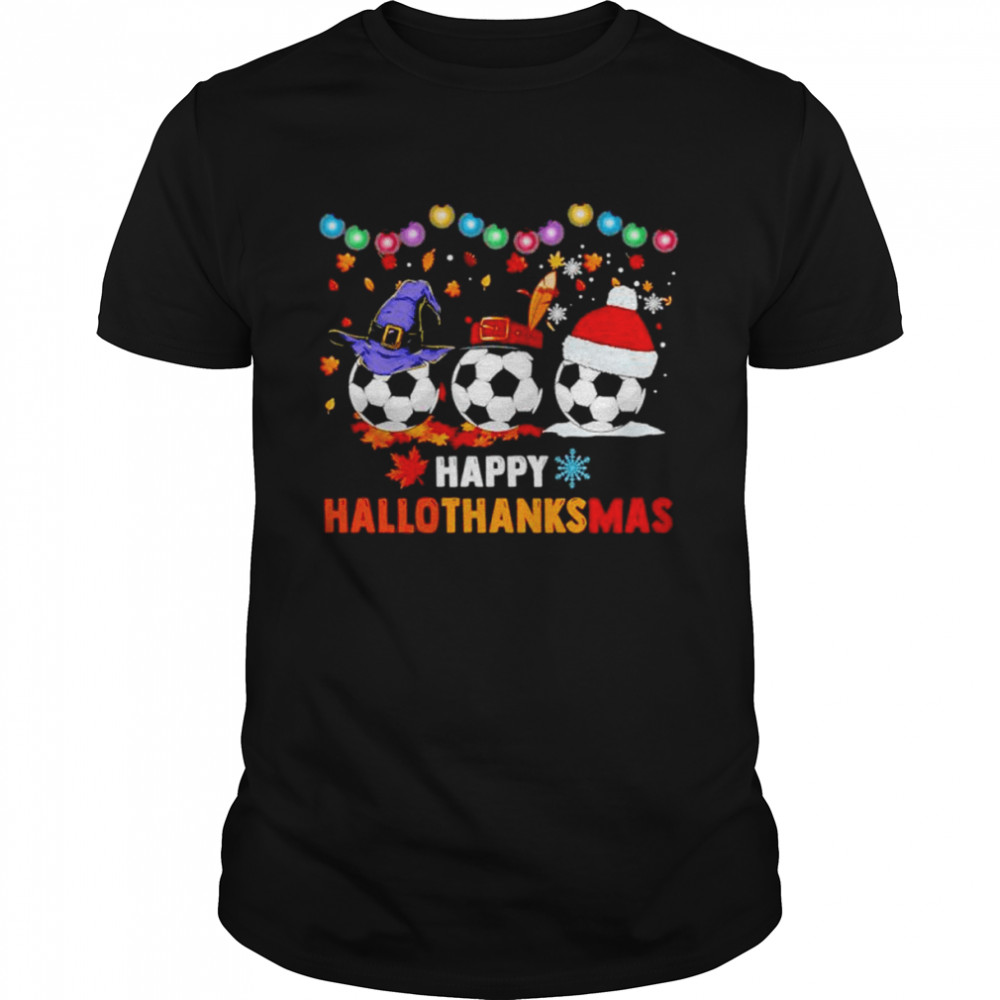 Soccer Happy Hallothanksmas Maple Snowflake shirt