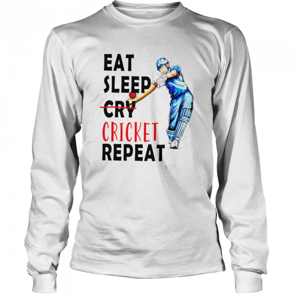 Eat sleep cricket repeat shirt Long Sleeved T-shirt