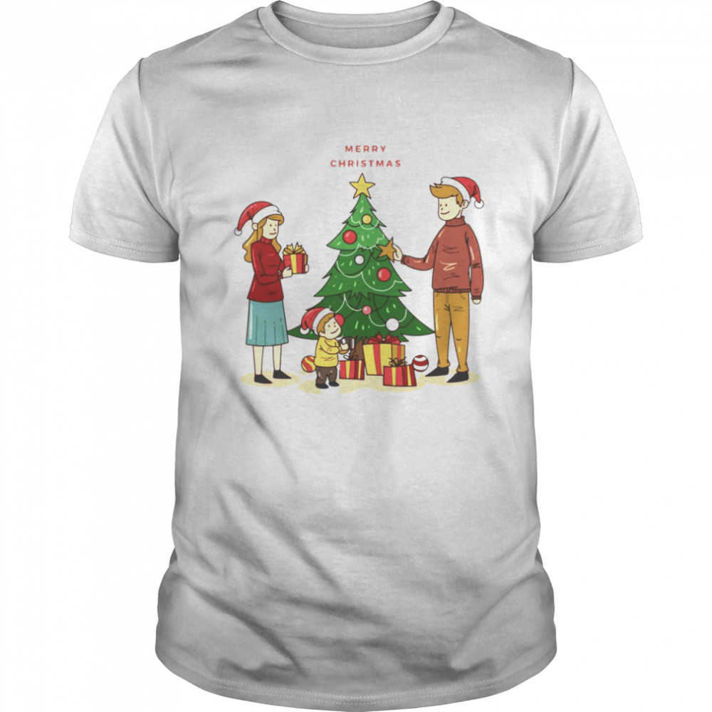 Family Tree Merry Christmas Seasons Greetings A Couple With Their Kid shirt Classic Men's T-shirt