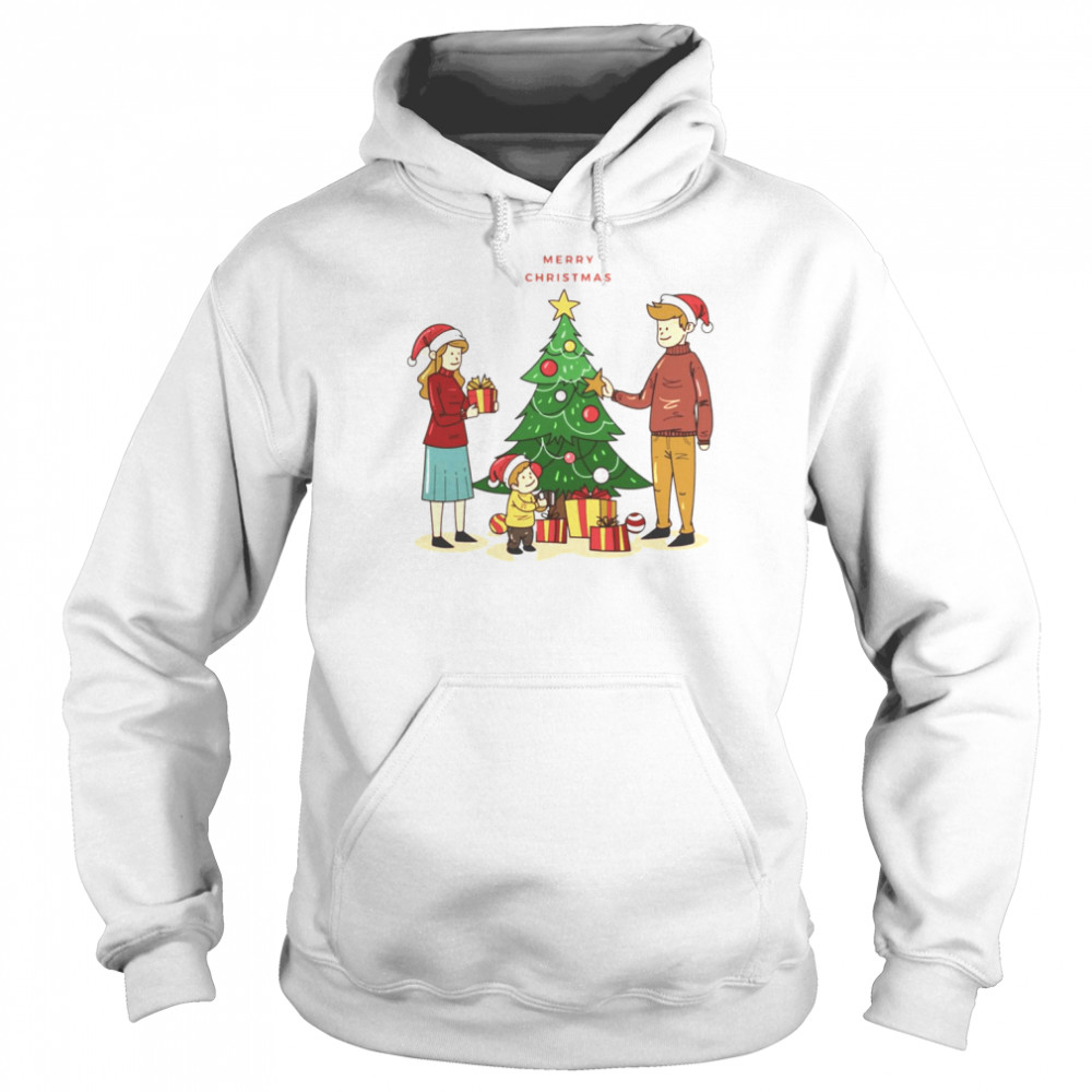 Family Tree Merry Christmas Seasons Greetings A Couple With Their Kid shirt Unisex Hoodie