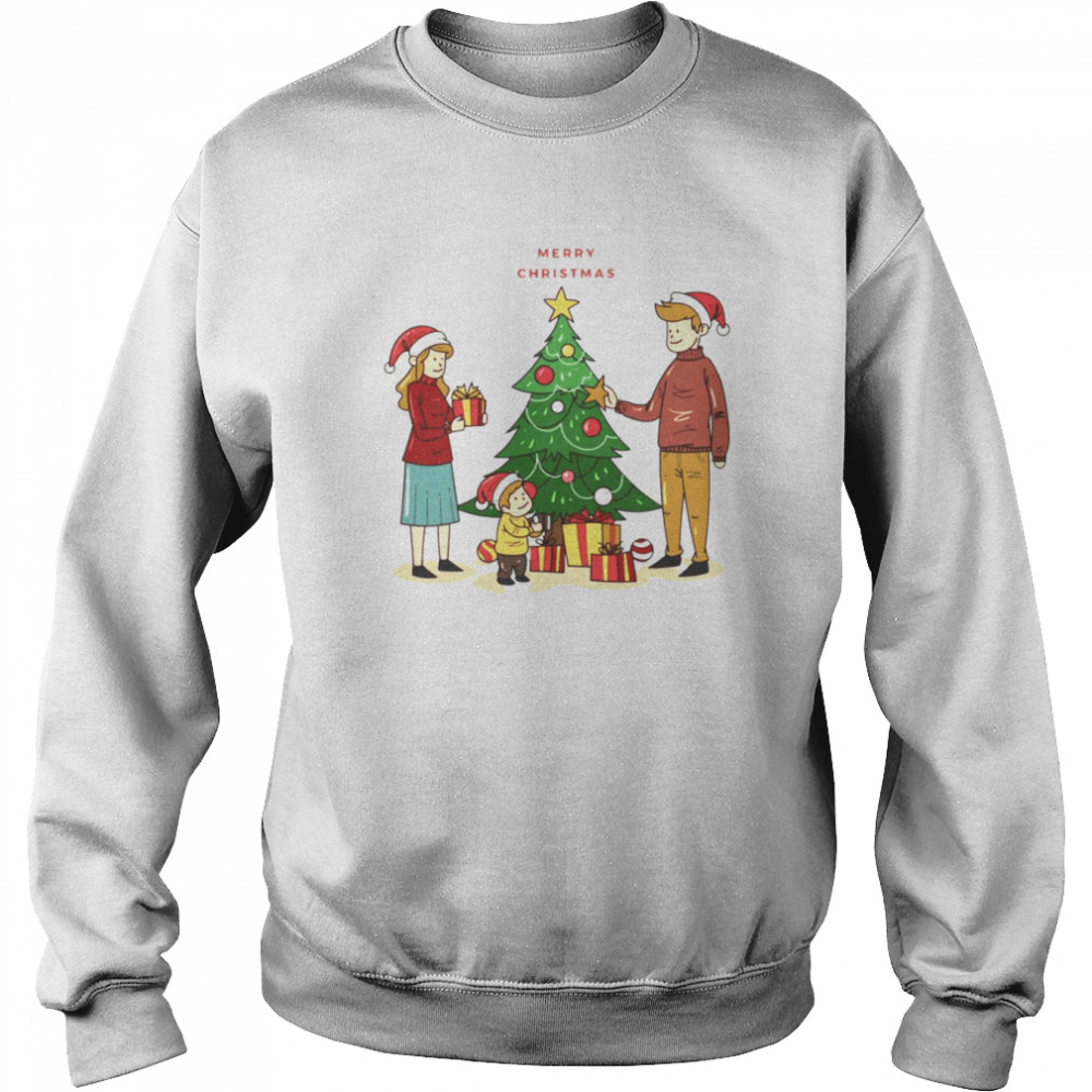 Family Tree Merry Christmas Seasons Greetings A Couple With Their Kid shirt Unisex Sweatshirt