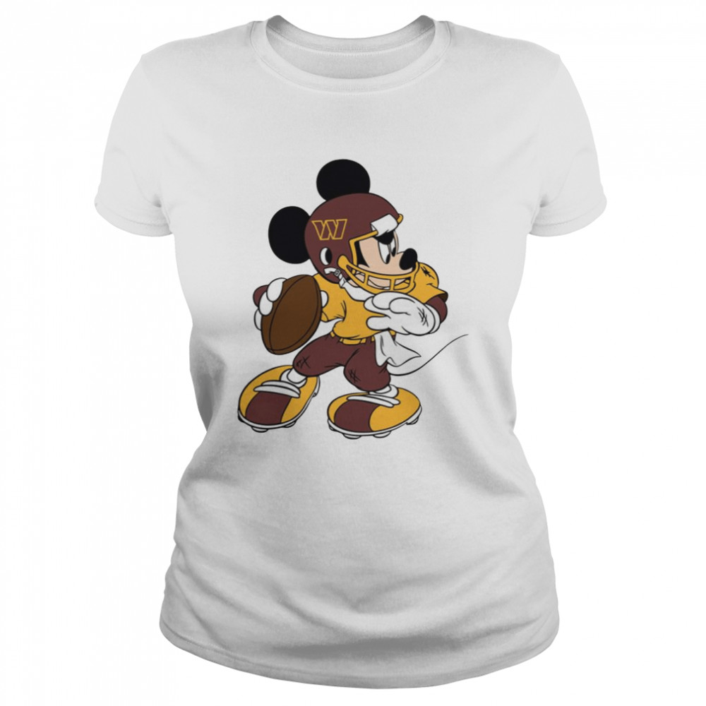 Mickey Playing Football Washington Commanders Logo shirt Classic Women's T-shirt
