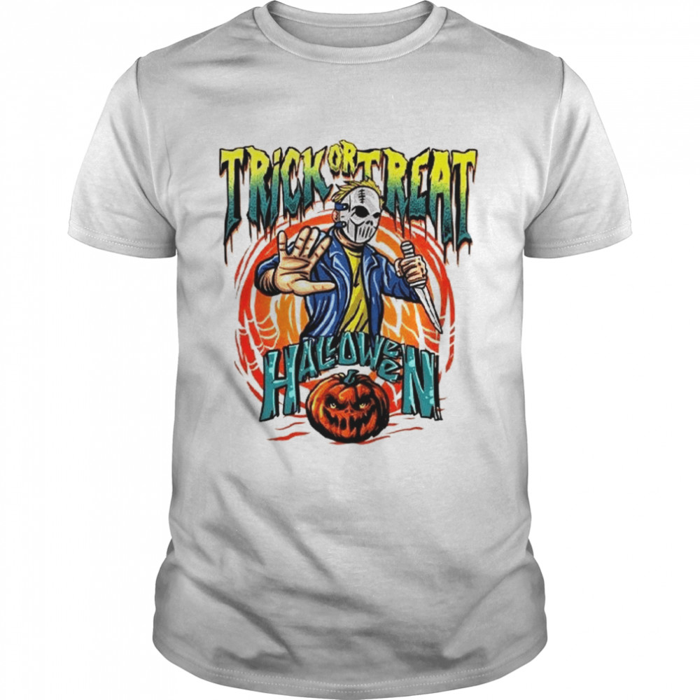 Trick Or Treat Michael Myers Halloween Pumpkin Art Draw shirt Classic Men's T-shirt