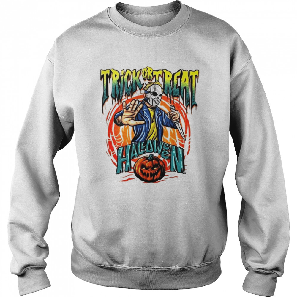 Trick Or Treat Michael Myers Halloween Pumpkin Art Draw shirt Unisex Sweatshirt
