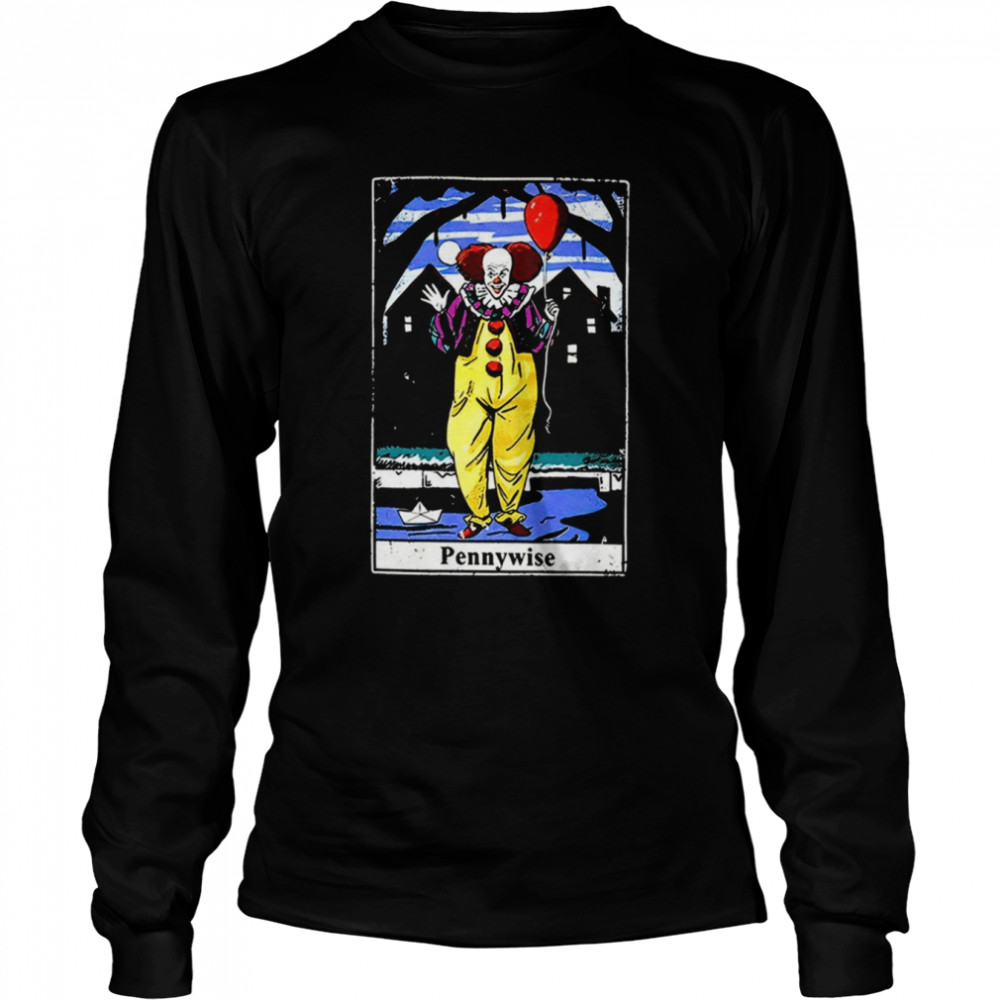 It Pennywise Stephen Kings Tarot Card Scary Movie shirt Long Sleeved T-shirt