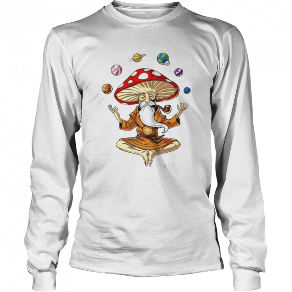 Magic Mushroom Yoga Buddha shirt Long Sleeved T-shirt