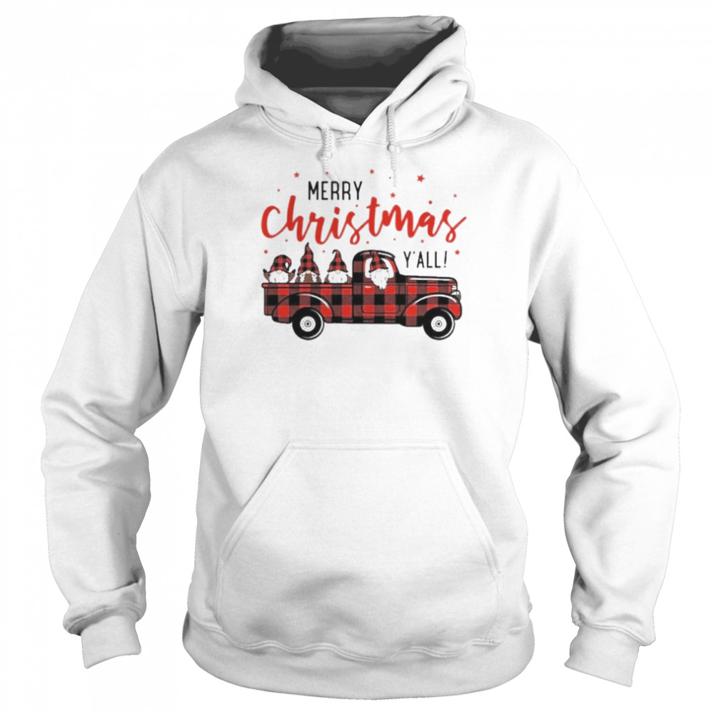 Merry Christmas Gnomes Buffalo Plaid Truck T- Unisex Hoodie
