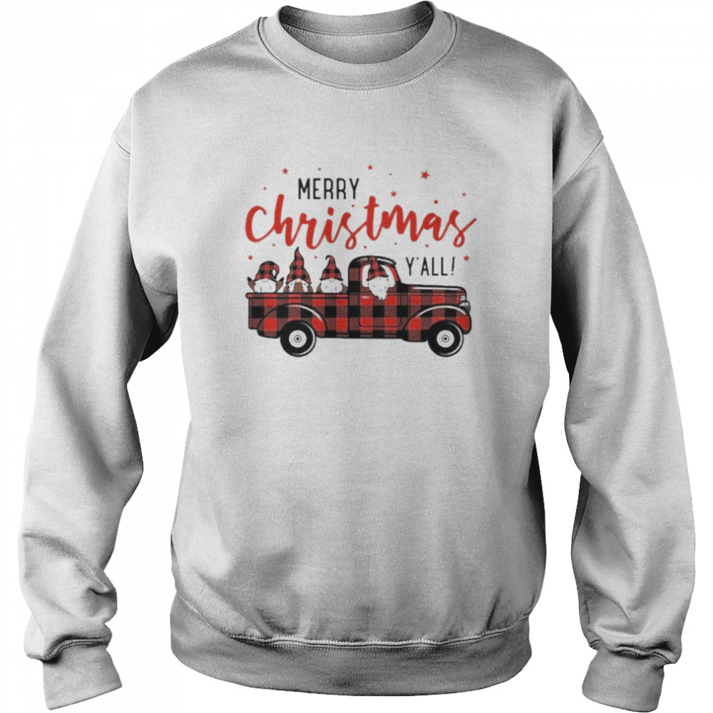 Merry Christmas Gnomes Buffalo Plaid Truck T- Unisex Sweatshirt