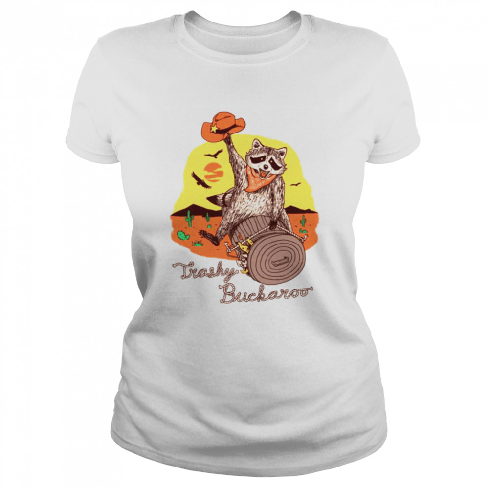 Trashy Buckaroo Funny Racoon Riding A Log shirt Classic Women's T-shirt