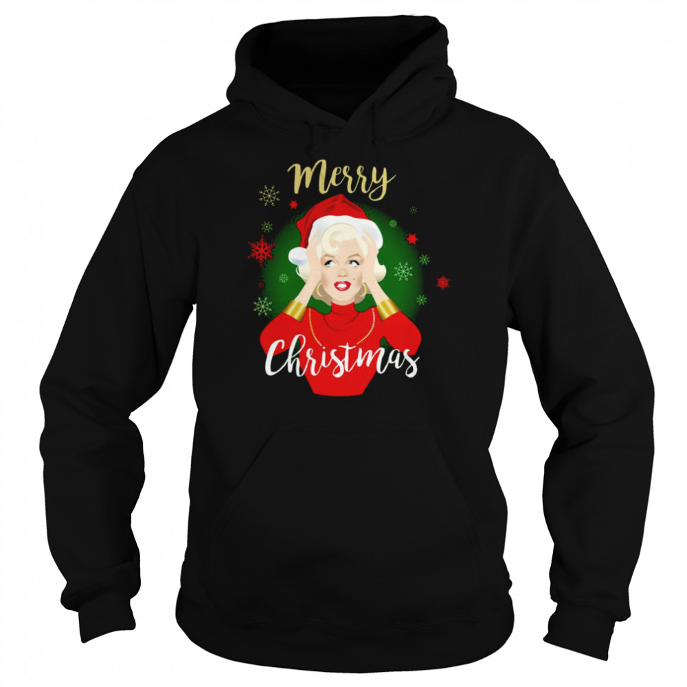 Blonde Marilyn Monroe Merry Christmas shirt Unisex Hoodie