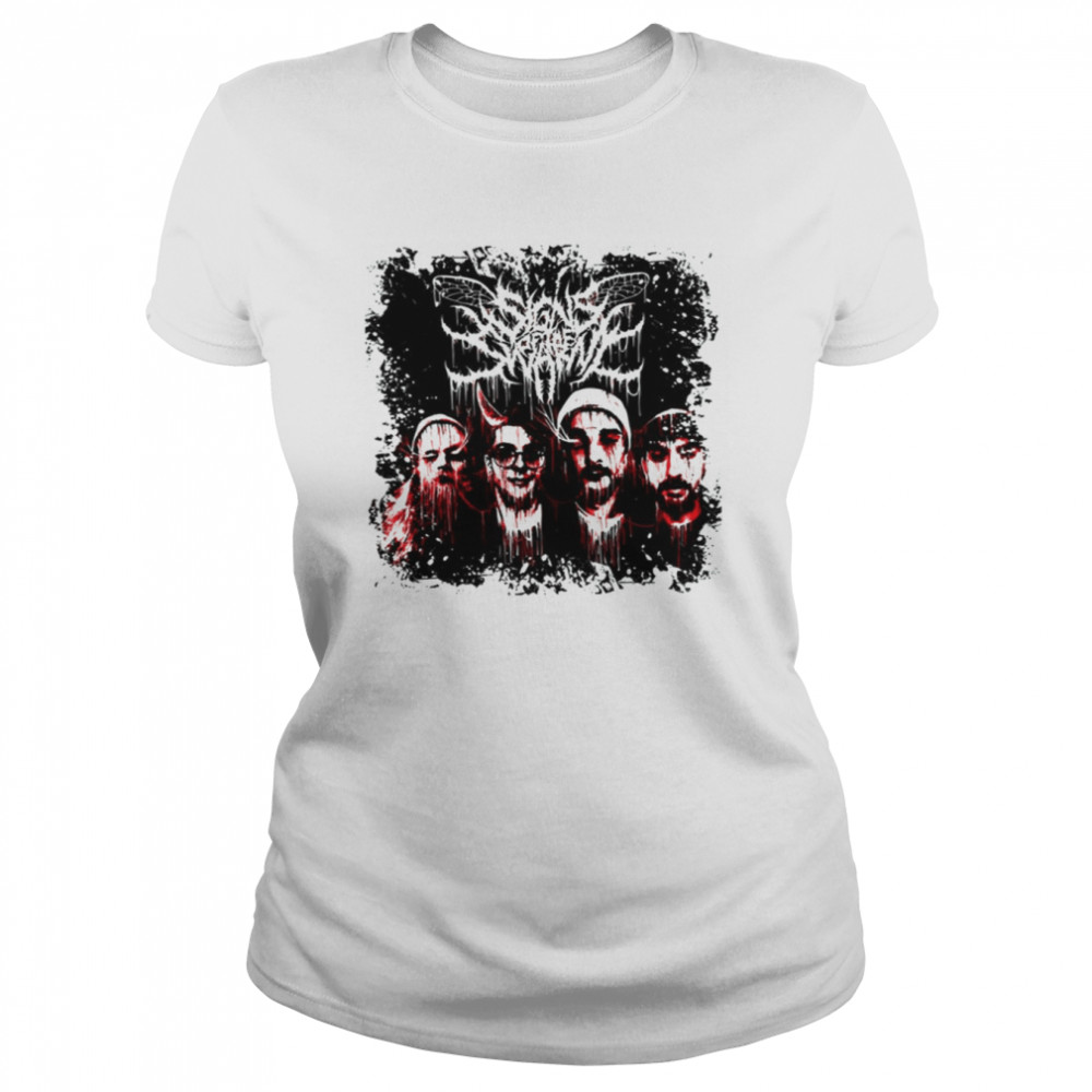 deathcore scary design retro rock shirt classic womens t shirt