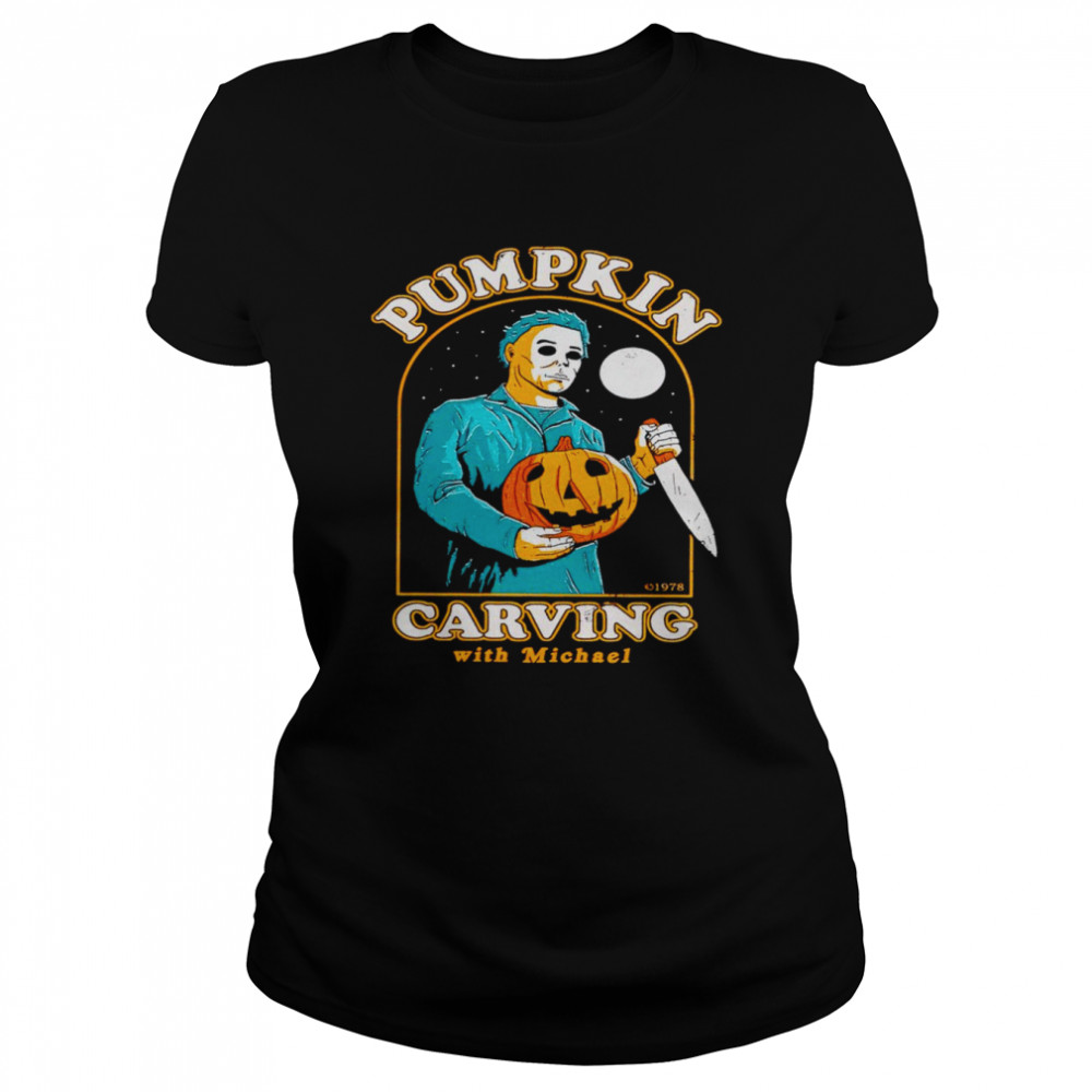 Halloween Pumpkin Carving with Michael Myers shirt Classic Women's T-shirt