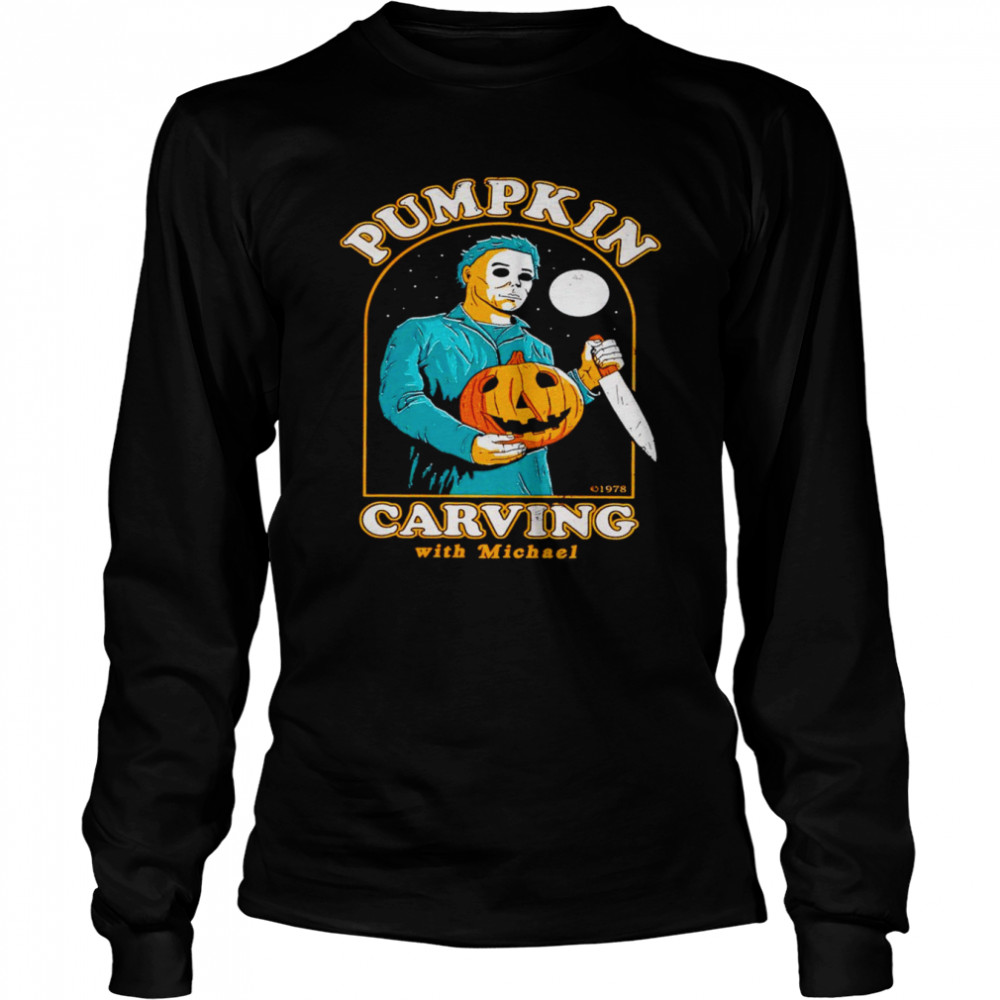 Halloween Pumpkin Carving with Michael Myers shirt Long Sleeved T-shirt