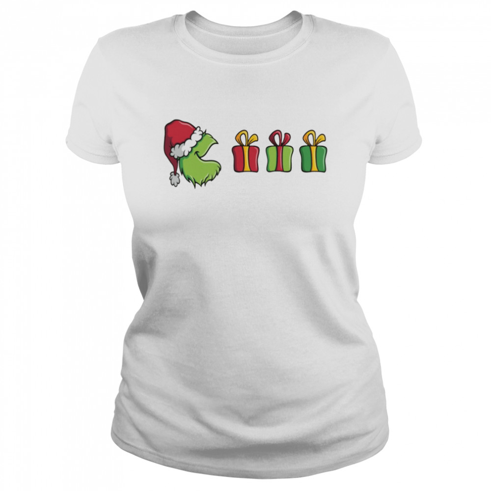 happy christmas with grinch pacman inspired shirt classic womens t shirt