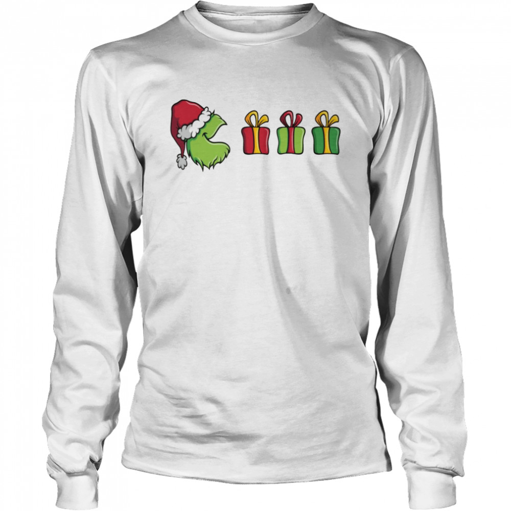 happy christmas with grinch pacman inspired shirt long sleeved t shirt