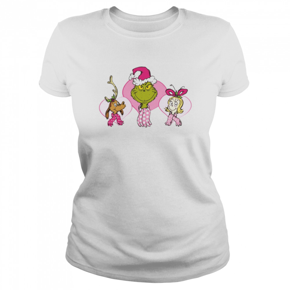Pink Heart Trio Dr Seuss Grinch Christmas shirt Classic Women's T-shirt