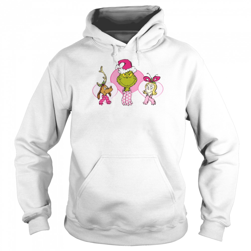 pink heart trio dr seuss grinch christmas shirt unisex hoodie