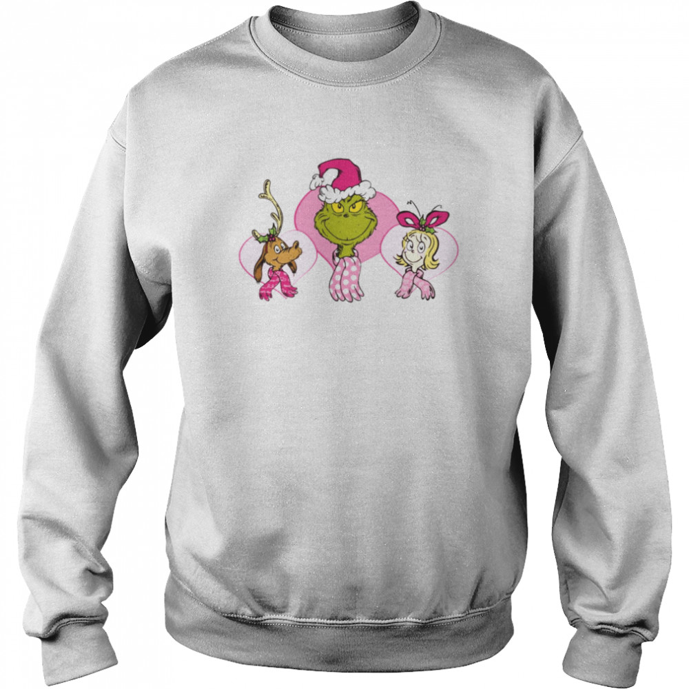 Pink Heart Trio Dr Seuss Grinch Christmas shirt Unisex Sweatshirt