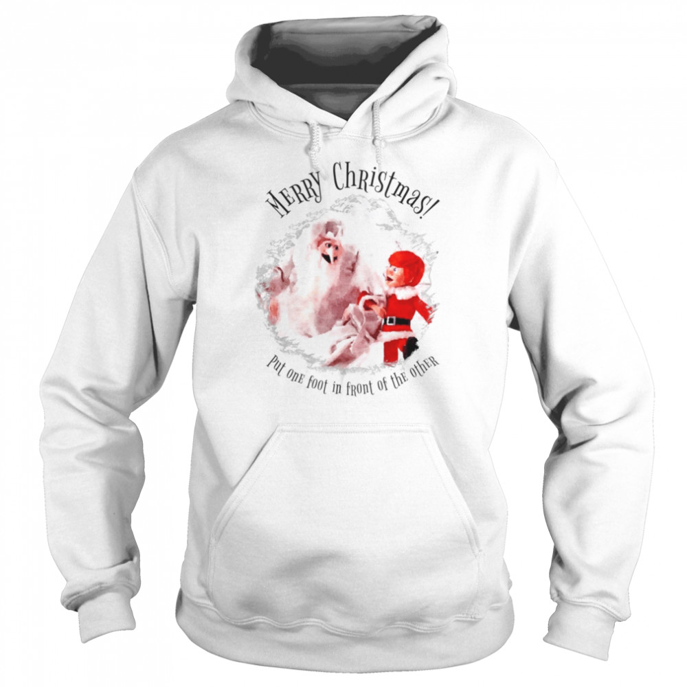 put one foot in front of the other rudolph the red nosed reindeer shirt unisex hoodie