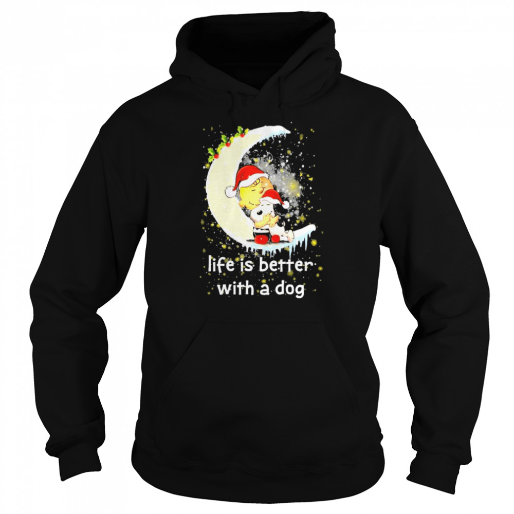 snoopy and charlie brown life is better with a dog merry christmas shirt unisex hoodie