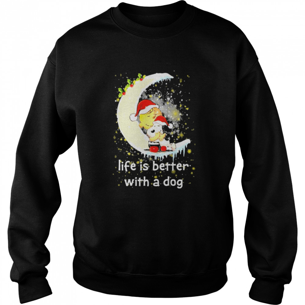 snoopy and charlie brown life is better with a dog merry christmas shirt unisex sweatshirt