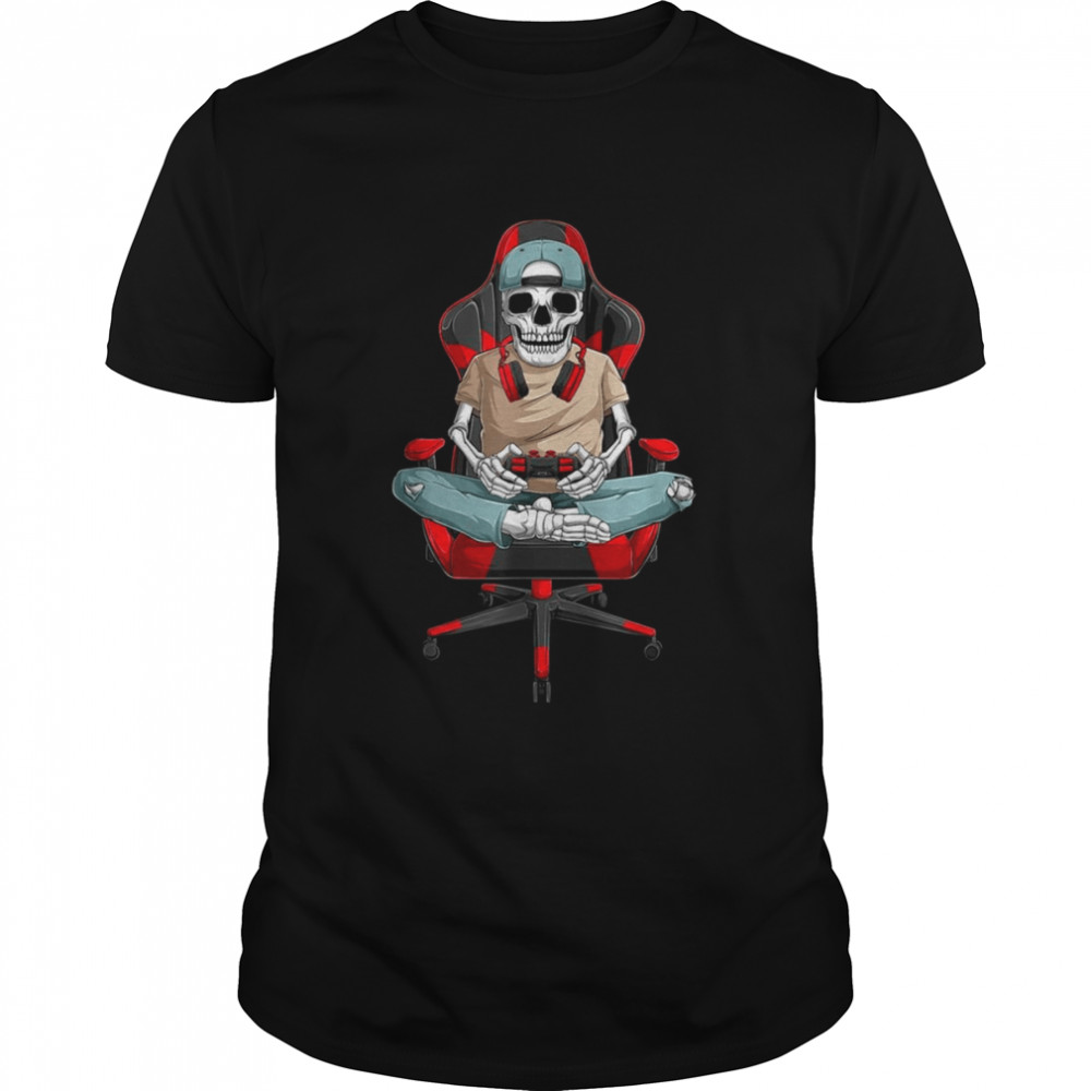 Skeleton Gamer Video Gaming Boys Men Kidsns Halloween shirt
