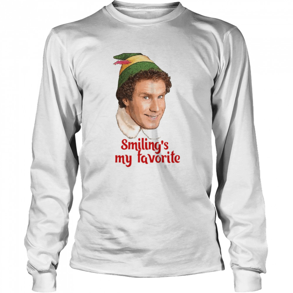 smilings my favorite buddy the elf will ferrell movie christmas shirt long sleeved t shirt