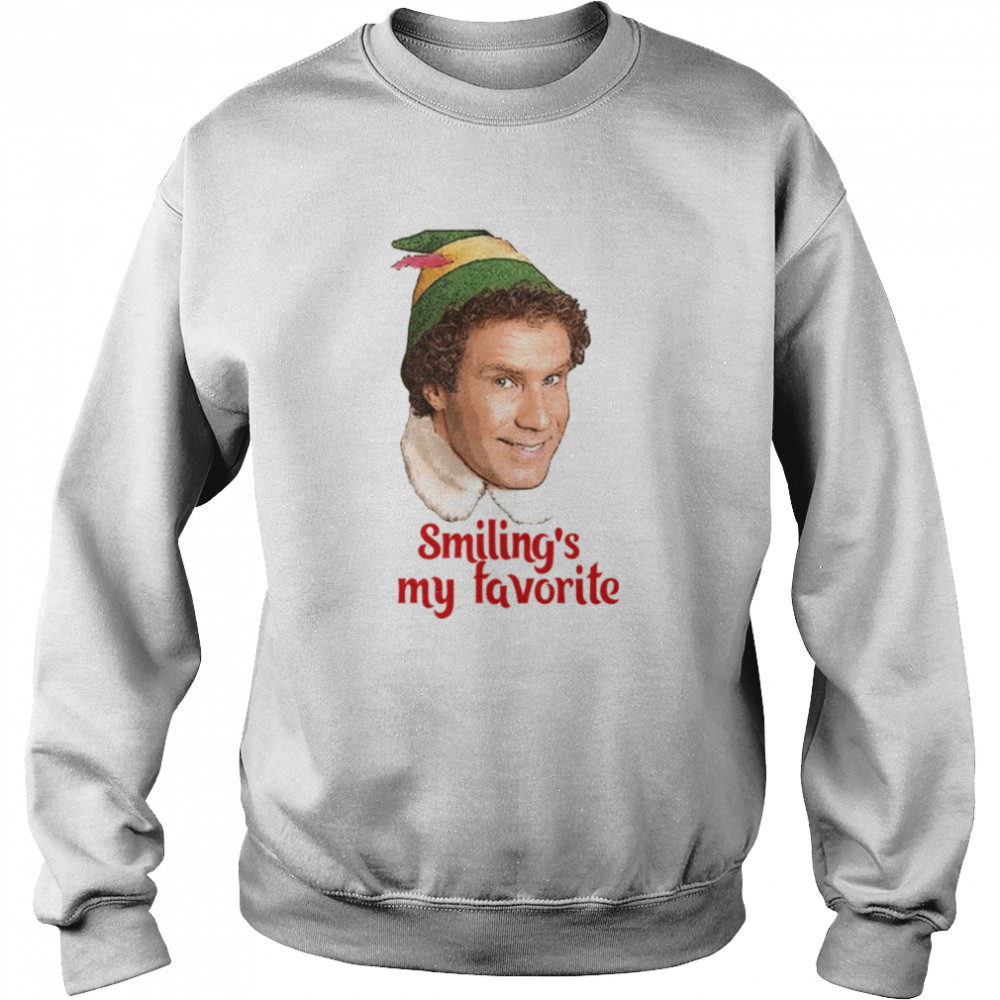 smilings my favorite buddy the elf will ferrell movie christmas shirt unisex sweatshirt