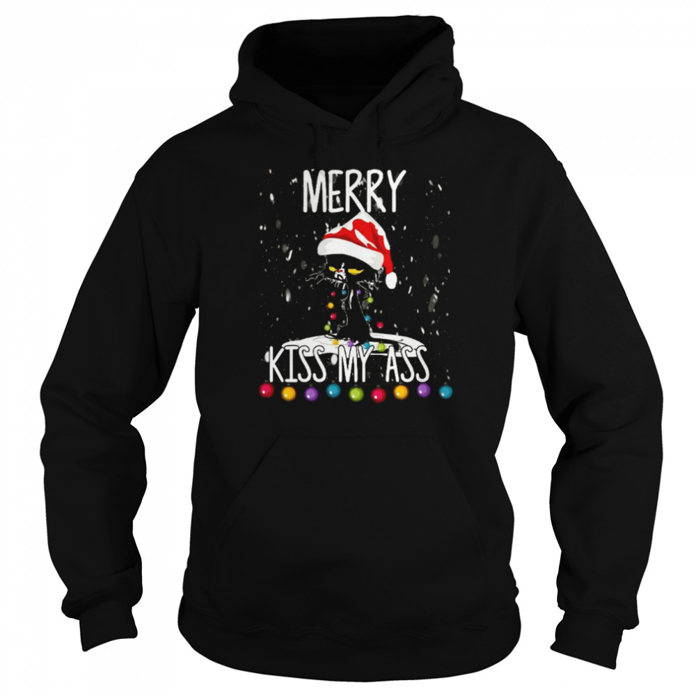 black cat christmas lights unisex hoodie