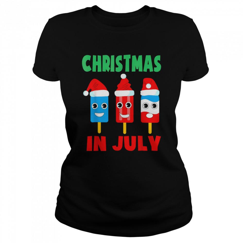 christmas in july ice pops in santa hat kids toddler shirt classic womens t shirt