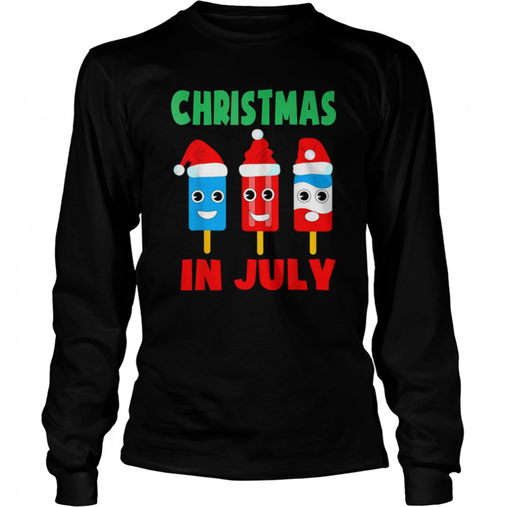 Christmas In July Ice Pops In Santa Hat Kids Toddler shirt Long Sleeved T-shirt