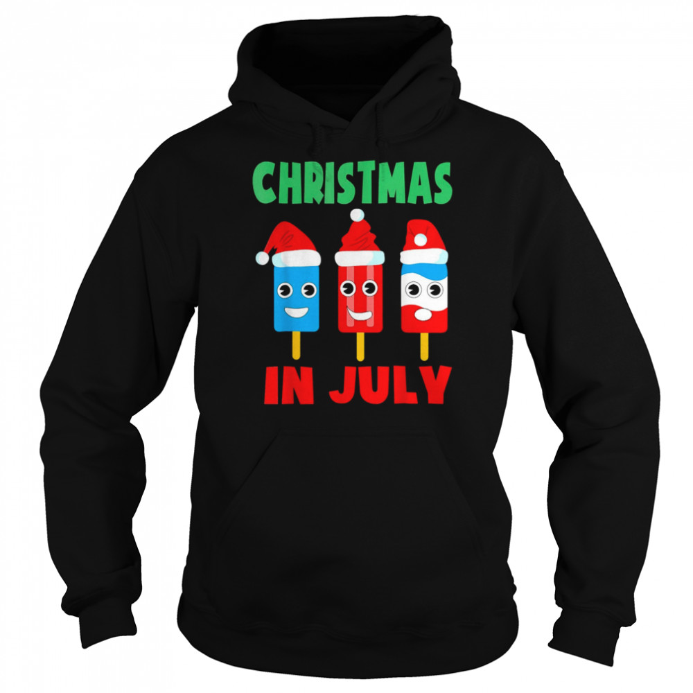 christmas in july ice pops in santa hat kids toddler shirt unisex hoodie
