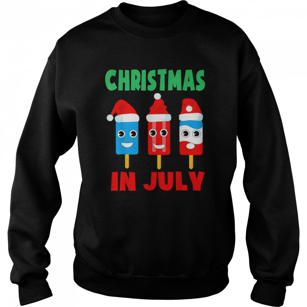 christmas in july ice pops in santa hat kids toddler shirt unisex sweatshirt