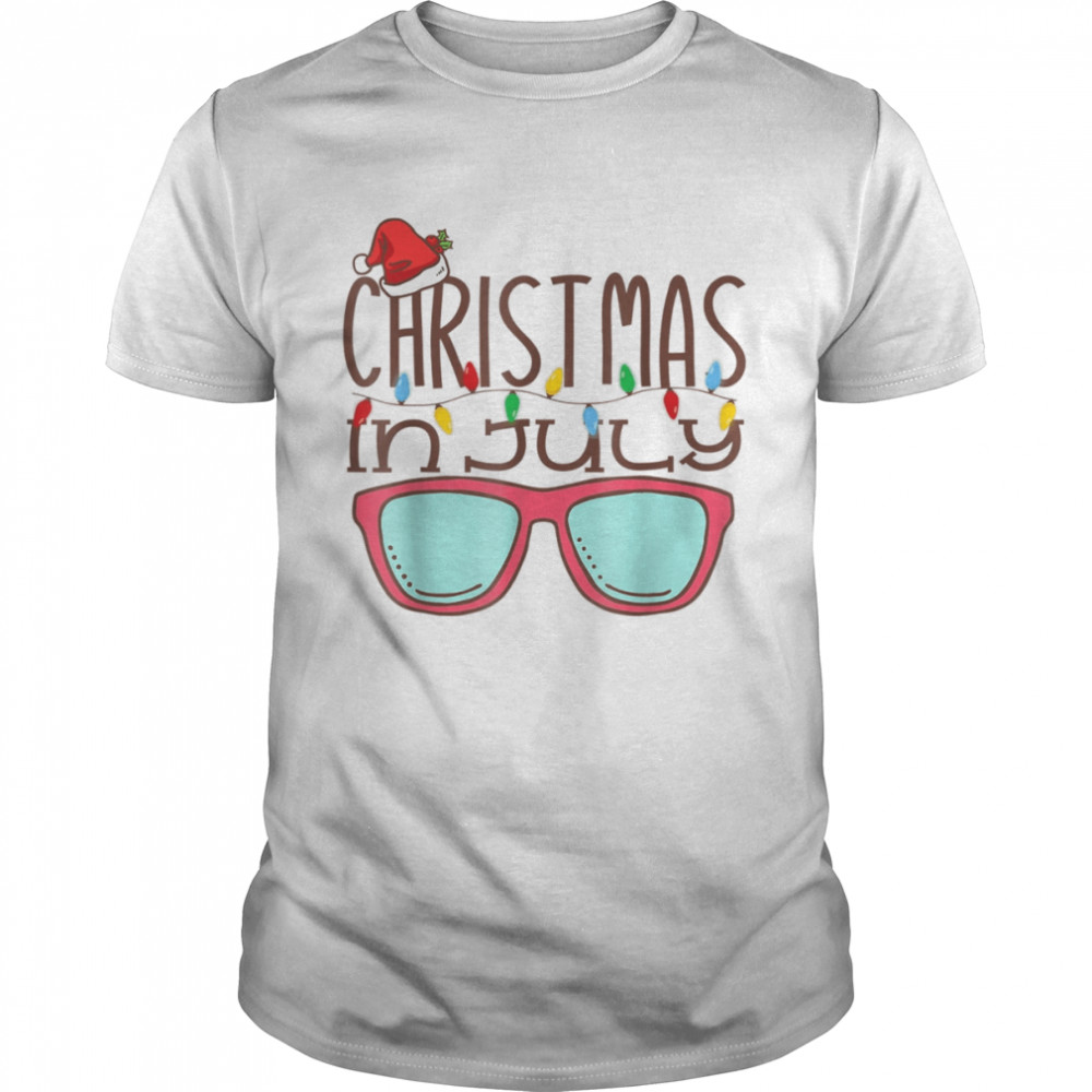 Christmas In July Santa Hat Sunglasses Summer Beach Vacation T- Classic Men's T-shirt