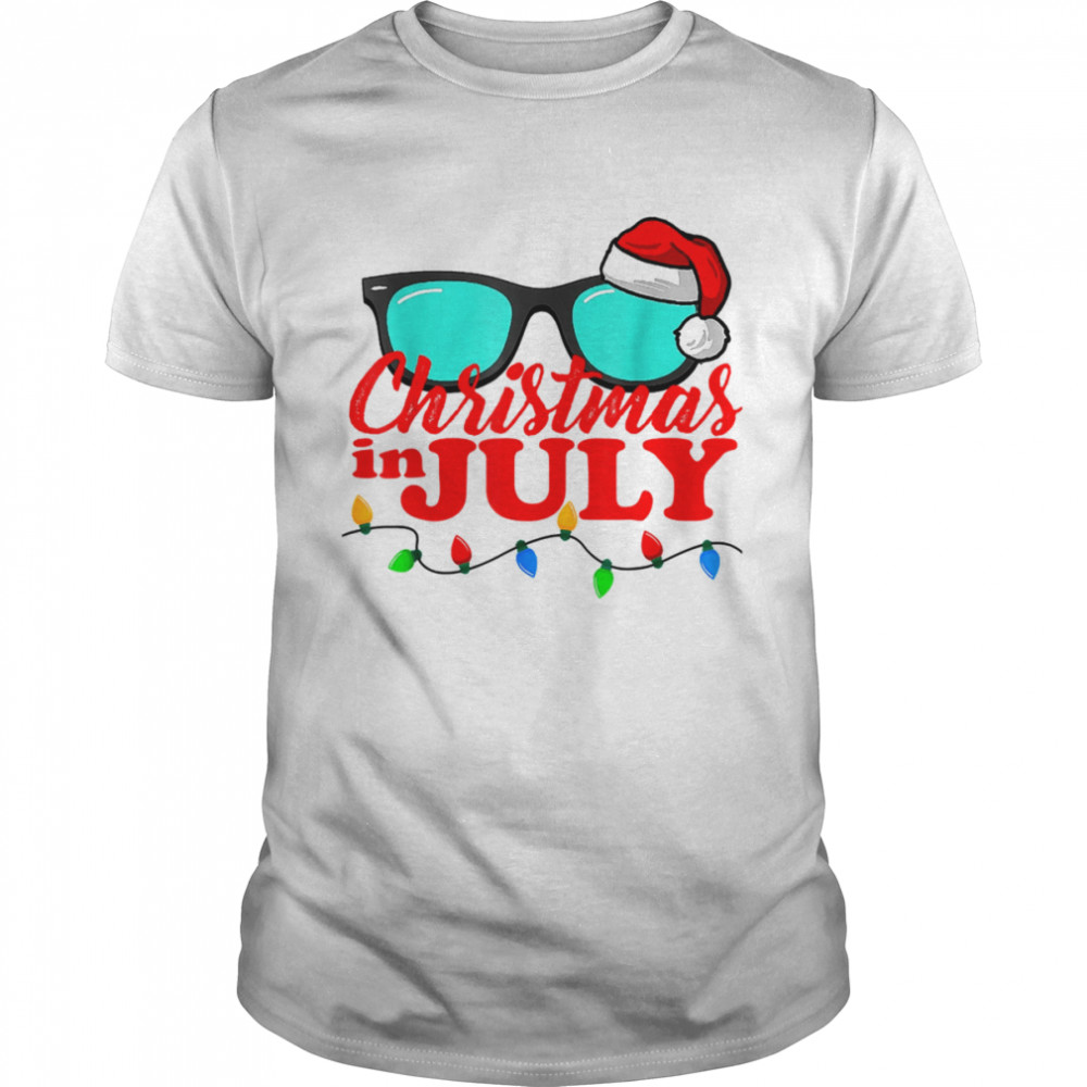 Christmas In July Santa Hat Sunglasses Summer Celebration T- Classic Men's T-shirt