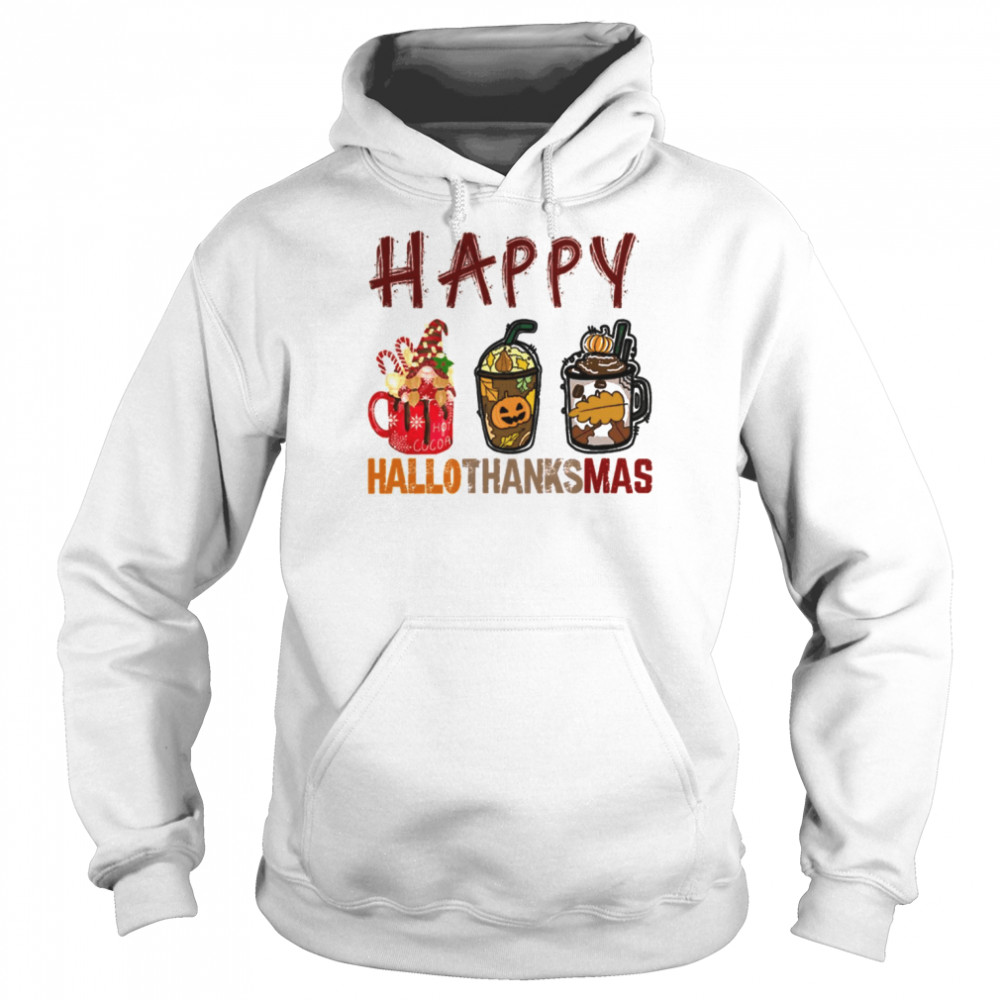 happy hallothanksmas wine glasses witch santa pumpkin shirt unisex hoodie