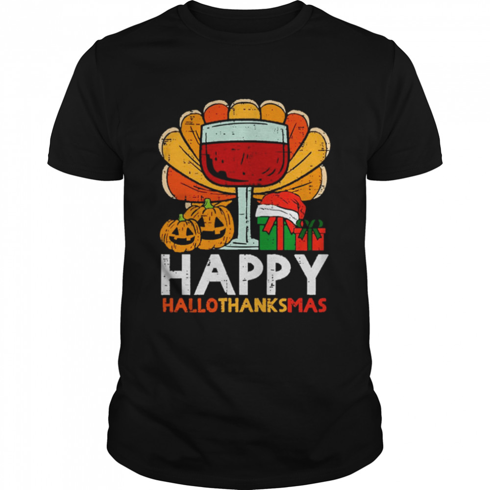 Happy Hallothanksmas Wine shirt Classic Men's T-shirt