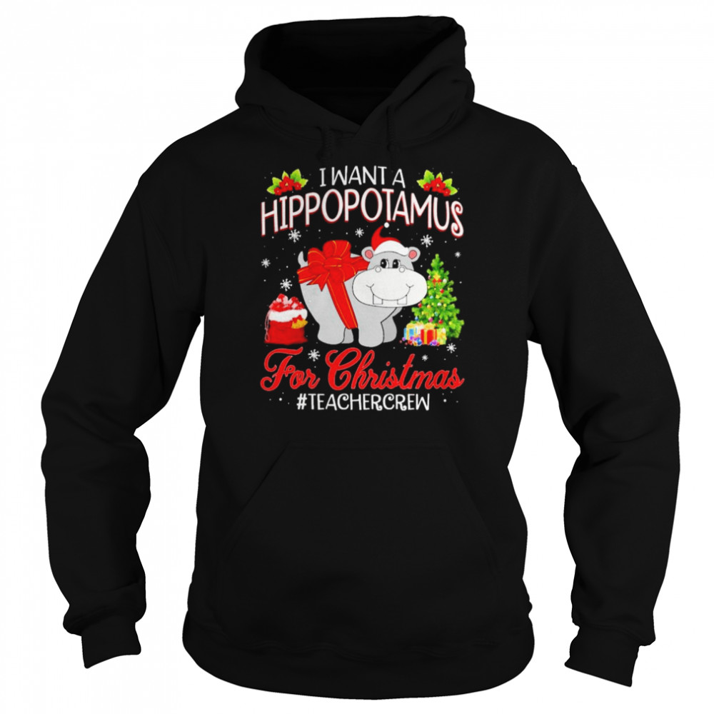 i want a hippopotamus for christmas teacher crew shirt unisex hoodie