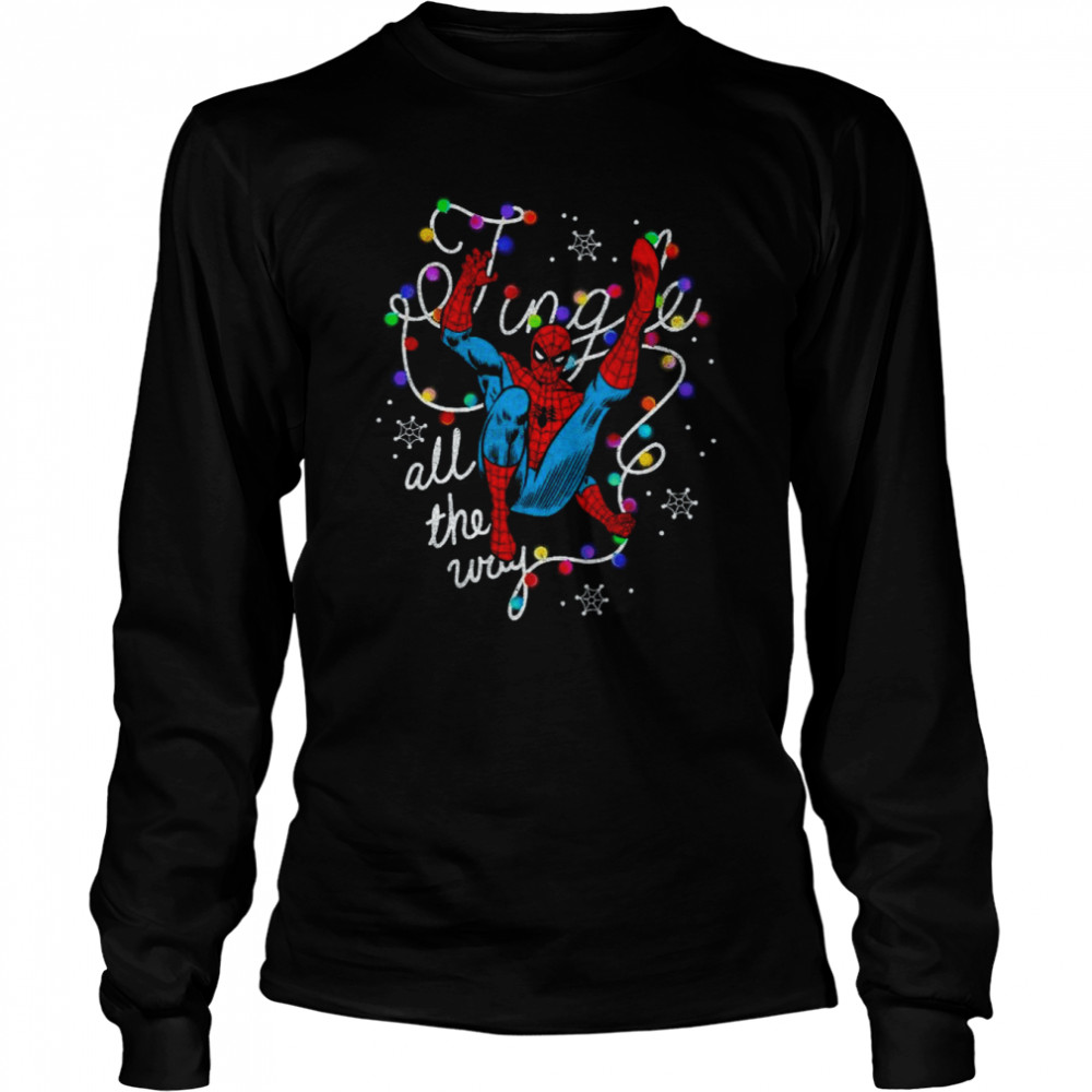 marvel christmas spider man jingle all the way action pose t long sleeved t shirt