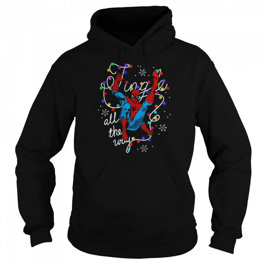 marvel christmas spider man jingle all the way action pose t unisex hoodie