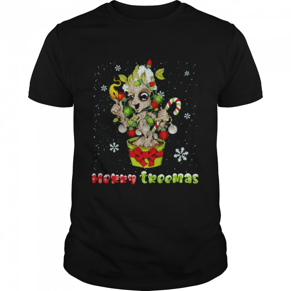 Marvel Guardians Groot Candy Cane Merry Treesmas Christmas Lights T- Classic Men's T-shirt