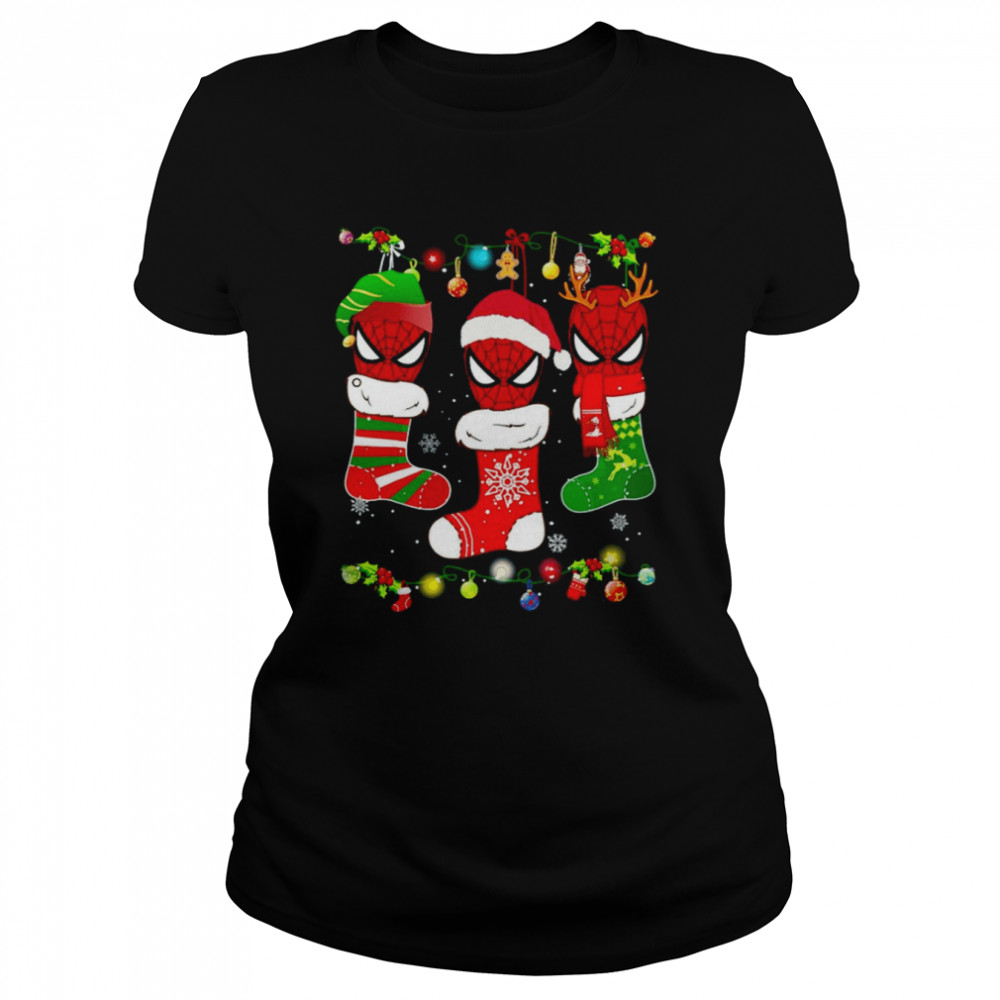Marvel Spider-man Christmas Lights Holiday T- Classic Women's T-shirt