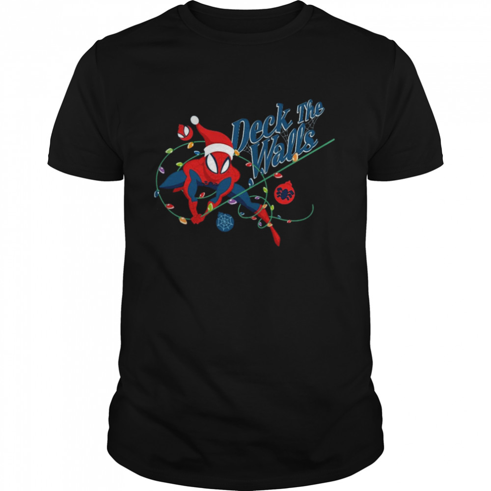 Marvel Spider-Man Deck The Walls Holiday Xmas T- Classic Men's T-shirt
