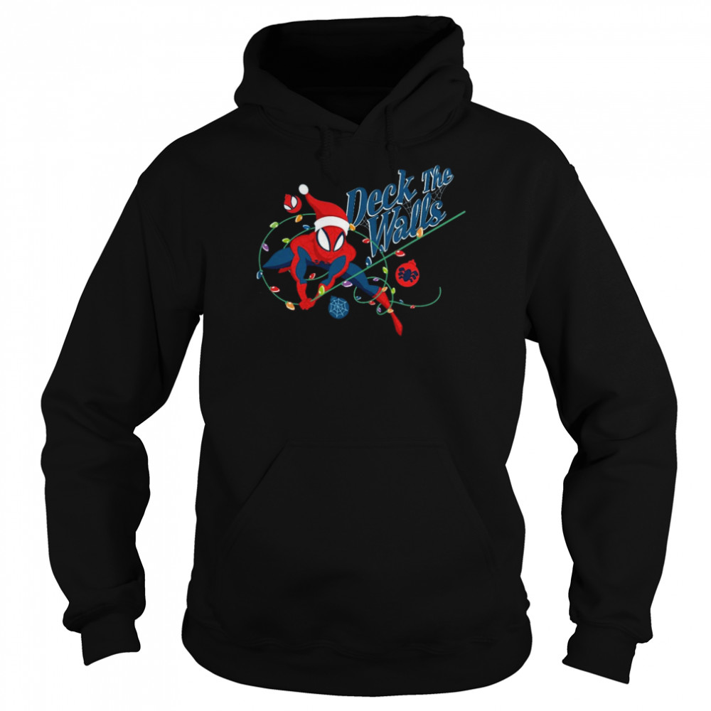 Marvel Spider-Man Deck The Walls Holiday Xmas T- Unisex Hoodie