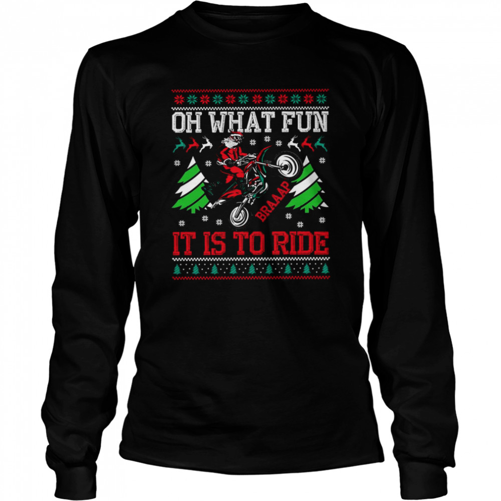 Red Braaap Dirt Bike Ugly Christmas Motocross shirt Long Sleeved T-shirt