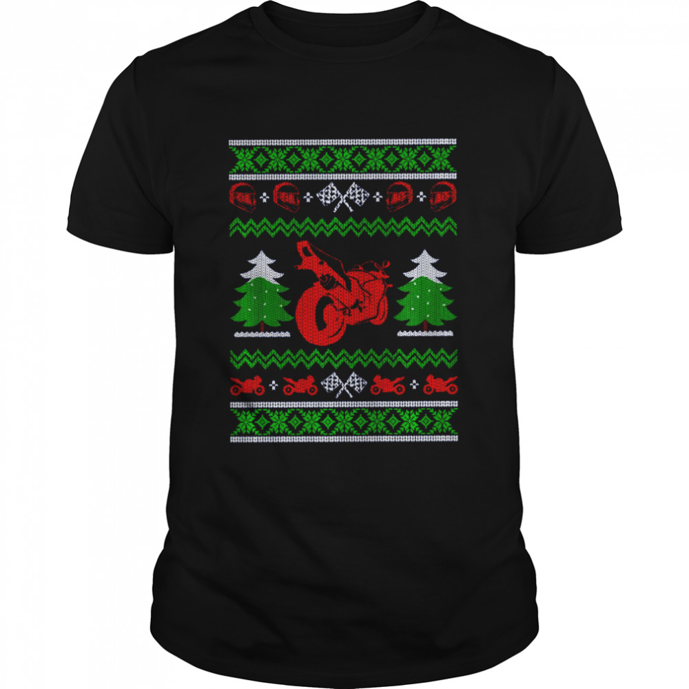 Red Sport Bike Motorcycle Rider Ugly Christmas shirt Classic Men's T-shirt